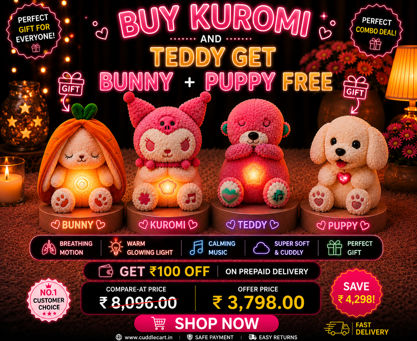 🎁 Buy kuromi and get Teddy+GlowPaws Puppy Free Gift