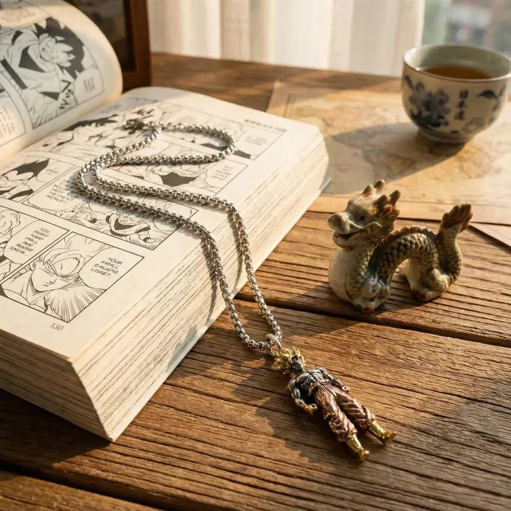 ⚡ Super Saiyan Goku Necklace —  3D Dragon Ball Z Pendant |  Stainless Steel Chain |  Perfect Anime Gift!