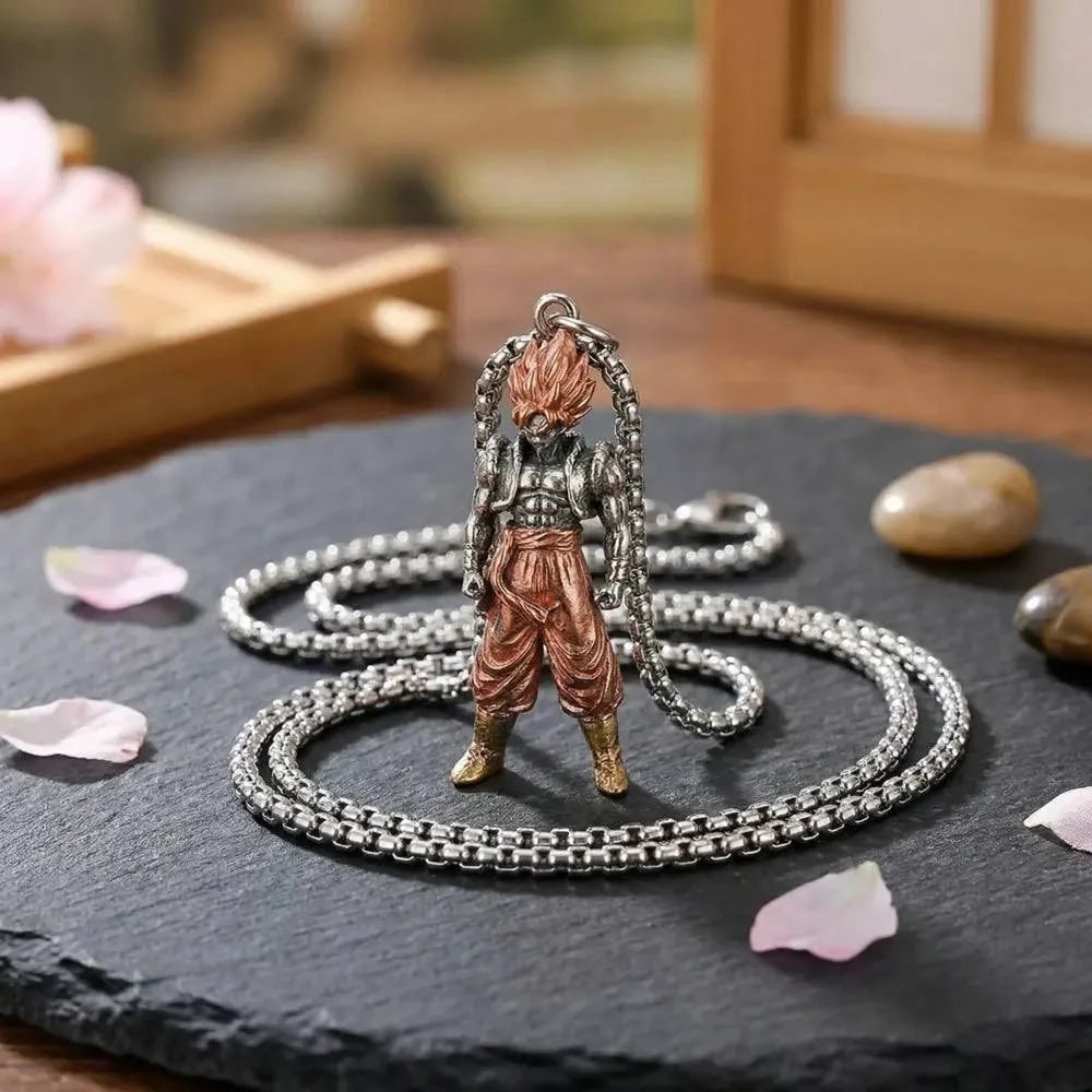 ⚡ Super Saiyan Goku Necklace —  3D Dragon Ball Z Pendant |  Stainless Steel Chain |  Perfect Anime Gift!