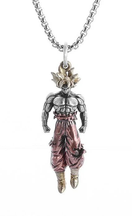 ⚡ Super Saiyan Goku Necklace —  3D Dragon Ball Z Pendant |  Stainless Steel Chain |  Perfect Anime Gift!