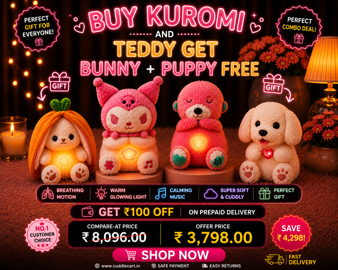 🎁 Buy kuromi and get Teddy+GlowPaws Puppy Free Gift